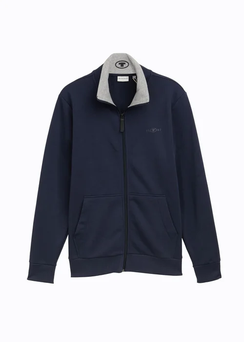 Tom Tailor Sweat Jacket With Stand Up Collar Sky Captain Blue - 1045645-10668