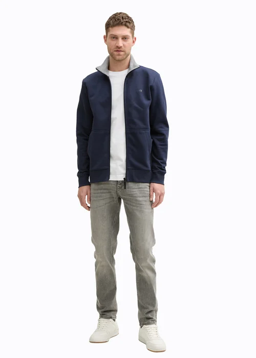Tom Tailor Sweat Jacket With Stand Up Collar Sky Captain Blue