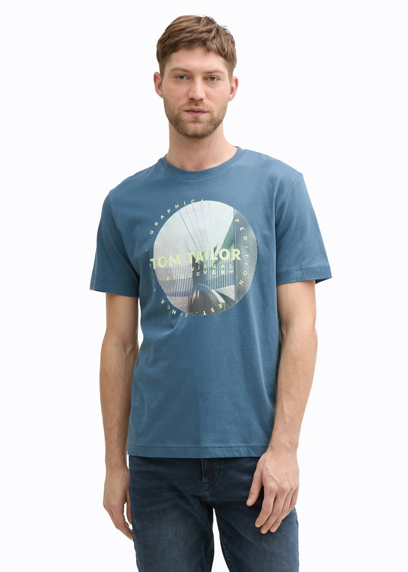 Tom Tailor T Shirt With Photo Print Mystical Blue