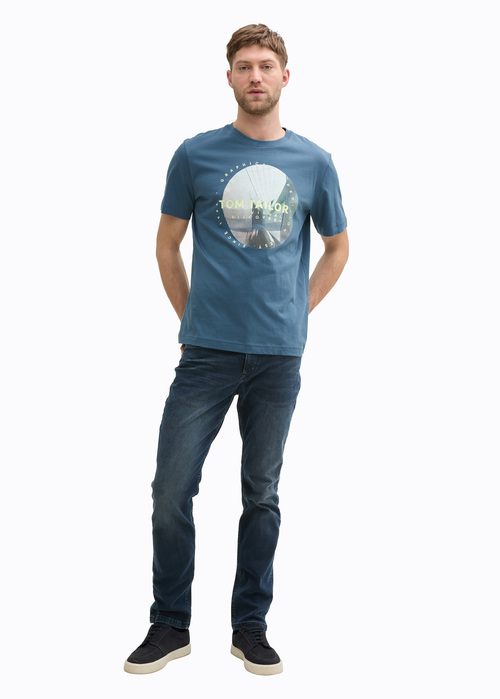 Tom Tailor T Shirt With Photo Print Mystical Blue - 1045661-36985