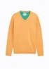 Tom Tailor Knitted Pullover With A V Neckline Peachy Orange Melange - 1039811-37378