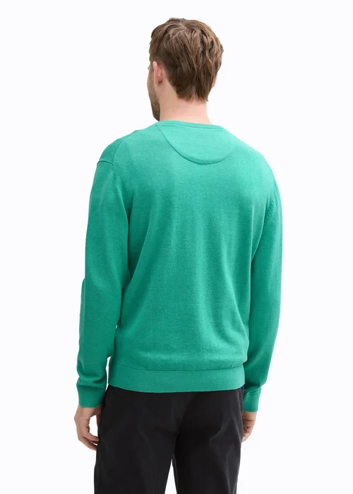 Tom Tailor Knitted Pullover With A V Neckline Bright Jade Green Melange - 1039811-37437