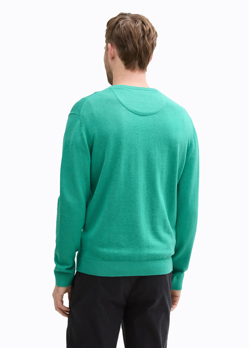 Tom Tailor Knitted Pullover With A V Neckline Bright Jade Green Melange