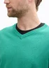 Tom Tailor Knitted Pullover With A V Neckline Bright Jade Green Melange - 1039811-37437