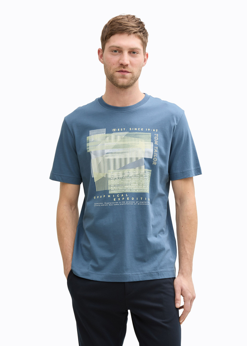 Tom Tailor Graphics T Shirt Mystical Blue