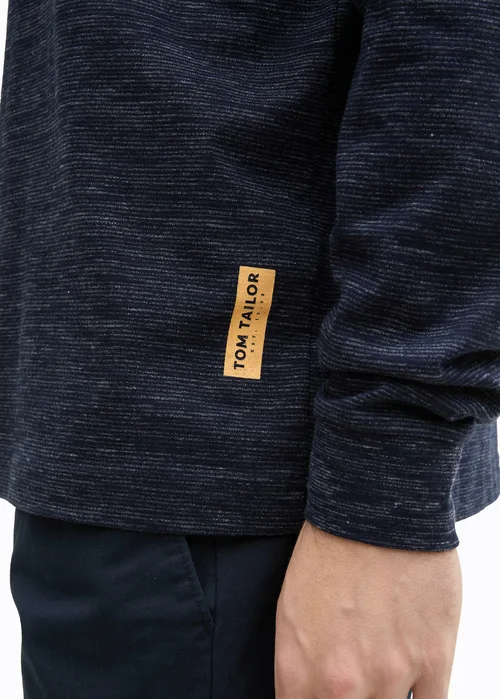 Tom Tailor Snood Long Sleeve Shirt With Breast Pocket Sky Captain Blue Stripy Inject