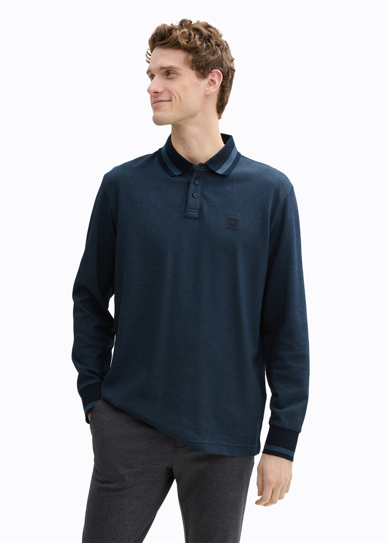 Tom Tailor Shirt Navy Blue Popcorn Structure - 112362891