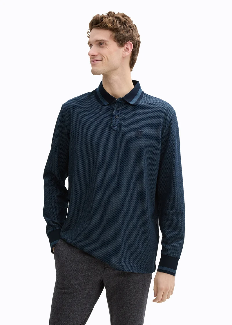 Tom Tailor Shirt Navy Blue Popcorn Structure