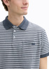 Tom Tailor Piqu Polo Shirt With Breast Pocket Navy White Irregular Stripe