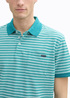 Tom Tailor Piqu Polo Shirt With Breast Pocket Green White Irregular Stripe - 122-G