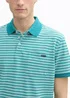 Tom Tailor Piqu Polo Shirt With Breast Pocket Green White Irregular Stripe