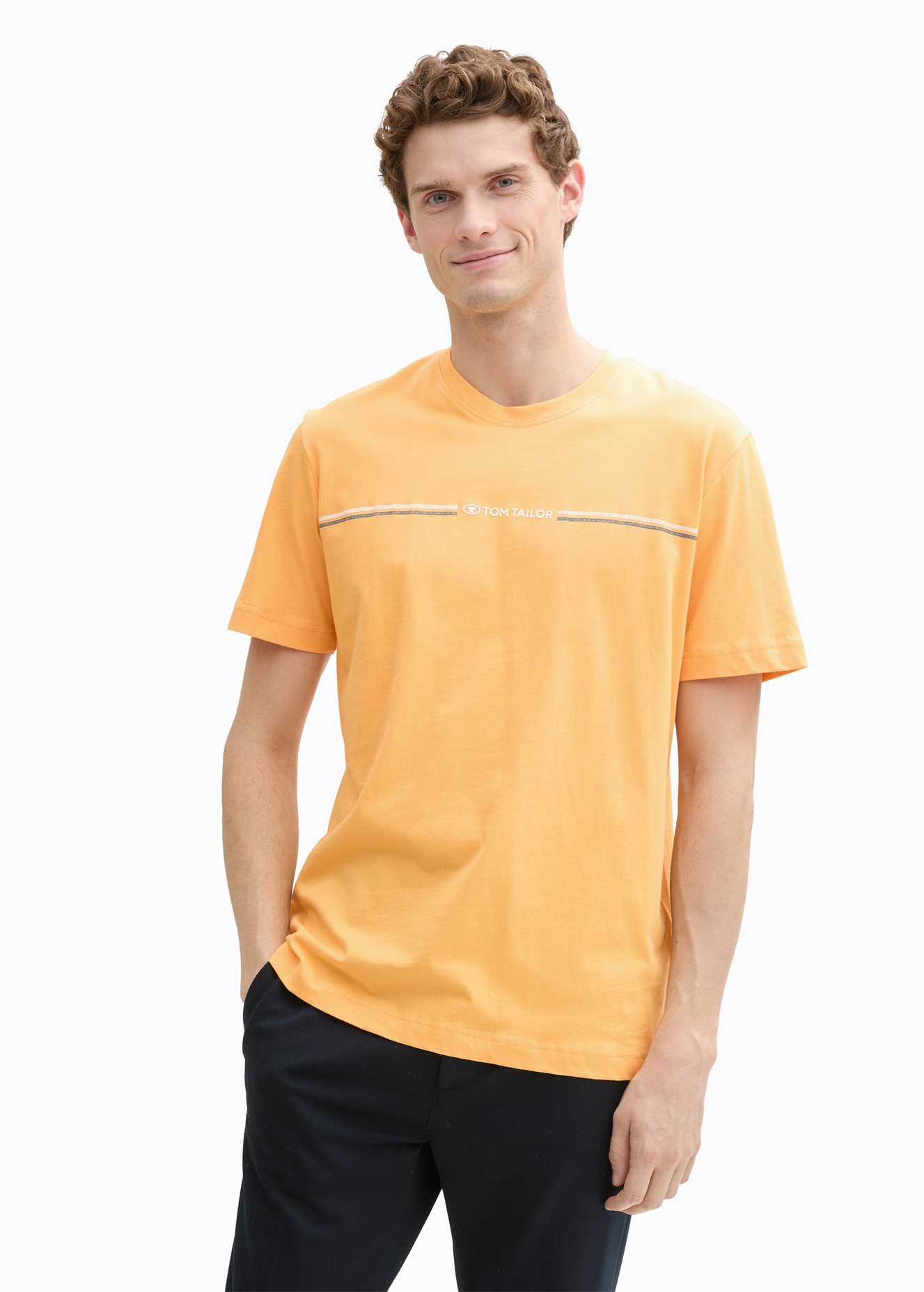 Tom Tailor T Shirt With A Print Peachy Orange - 1037803-37103