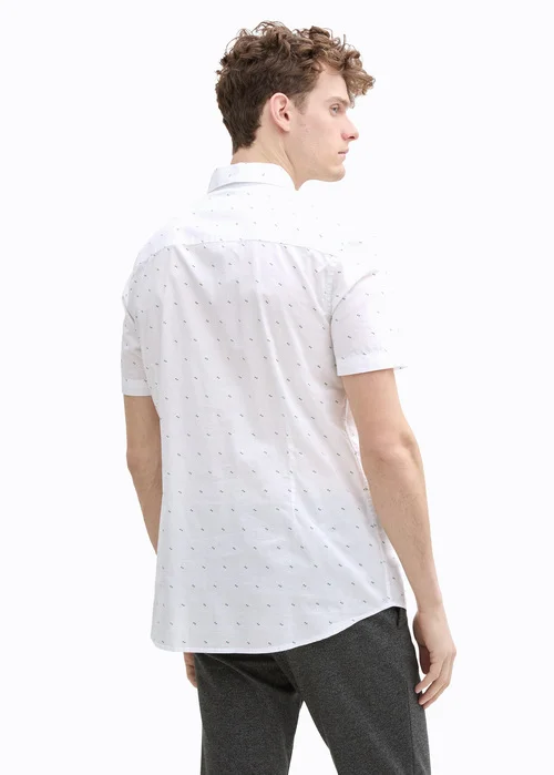 Tom Tailor Shirt White Small Bars Design