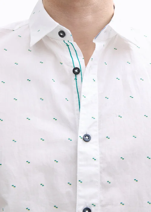 Tom Tailor Shirt White Small Bars Design