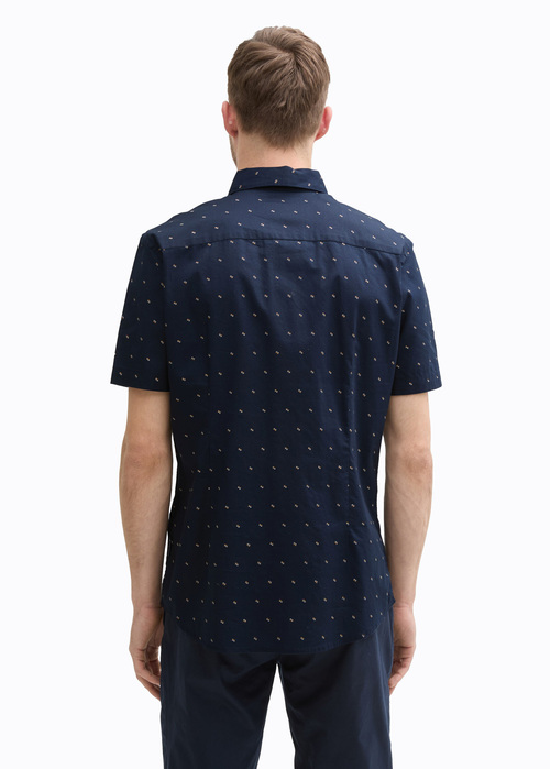 Tom Tailor Short Sleeve Shirt Navy Small Bars Design - 112364050