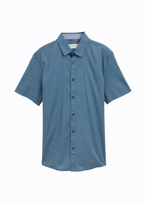 Tom Tailor Short Sleeve Shirt Blue Small Bars Design