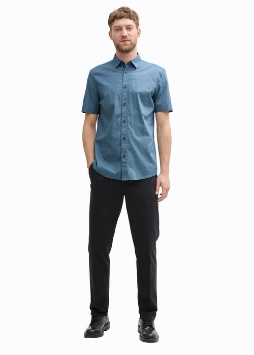 Tom Tailor Short Sleeve Shirt Blue Small Bars Design