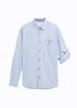 Tom Tailor Regular Fit Shirt With Turn Up Function Navy White Fil A Fil Dobby