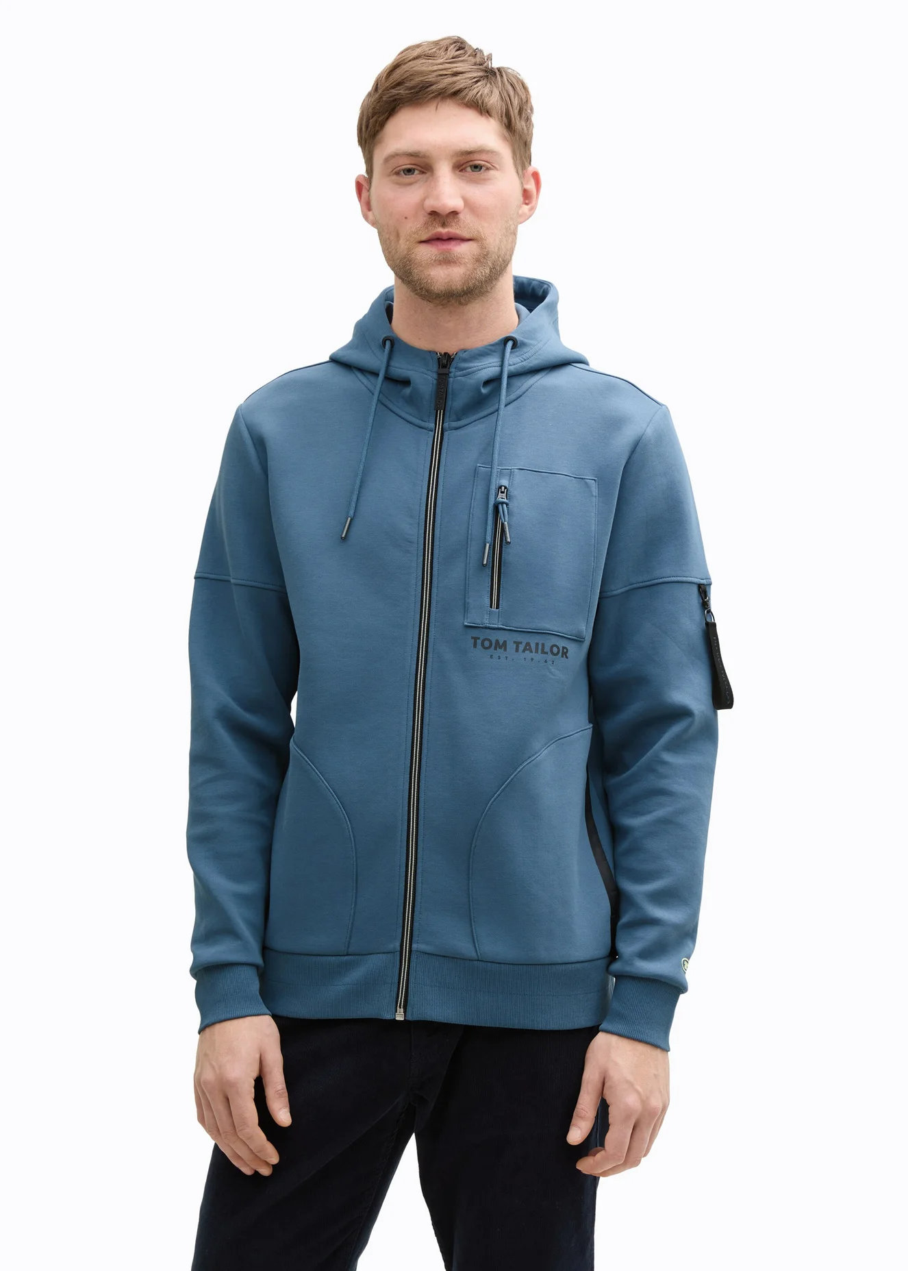 Tom Tailor Hoodie Sweat Jacket With Pockets Mystical Blue - SOFT-MOONLIGHT