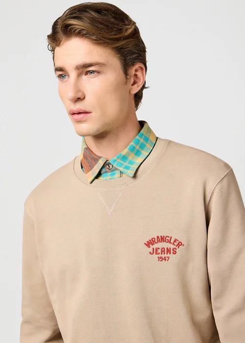 Wrangler Small Logo Crew Timberwolf