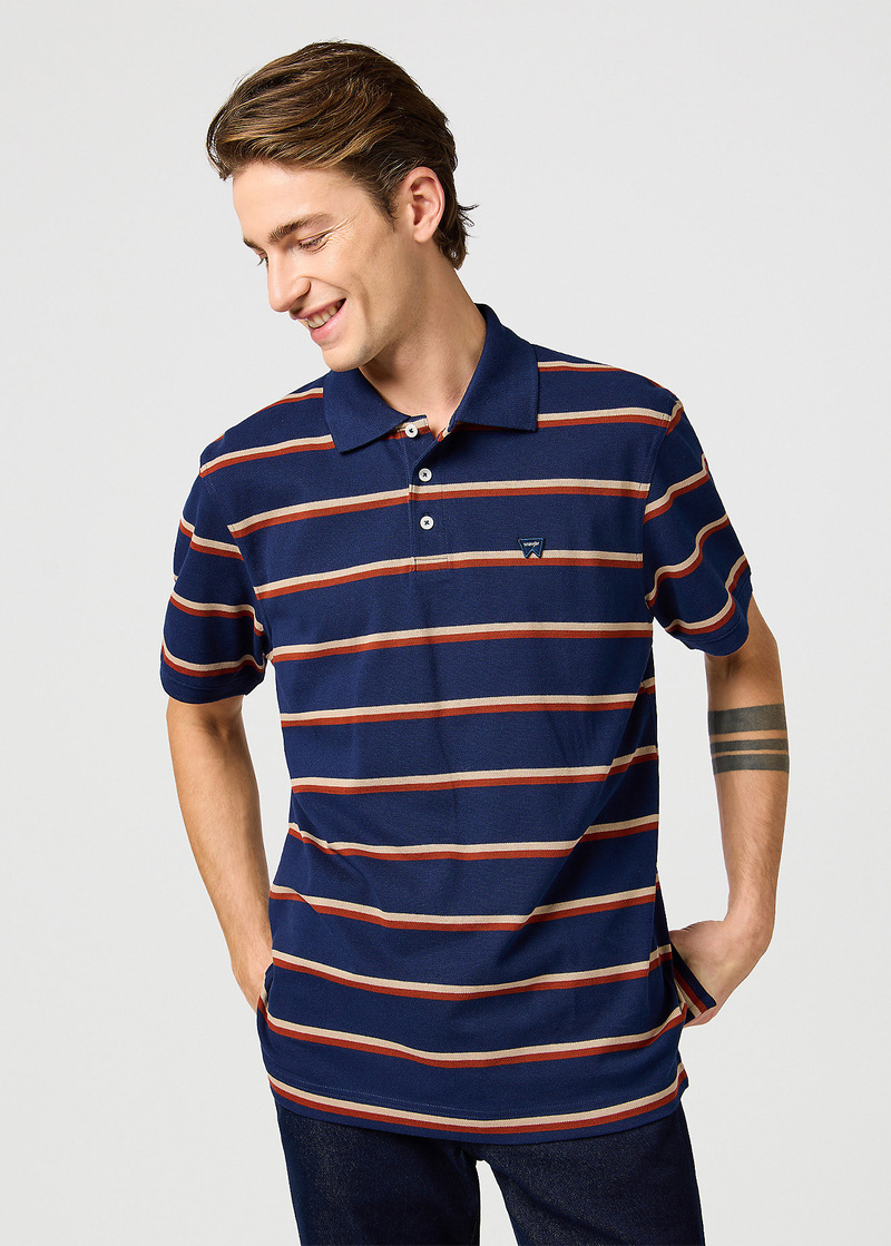 Wrangler Stripe Polo Tee Navy - 112362827