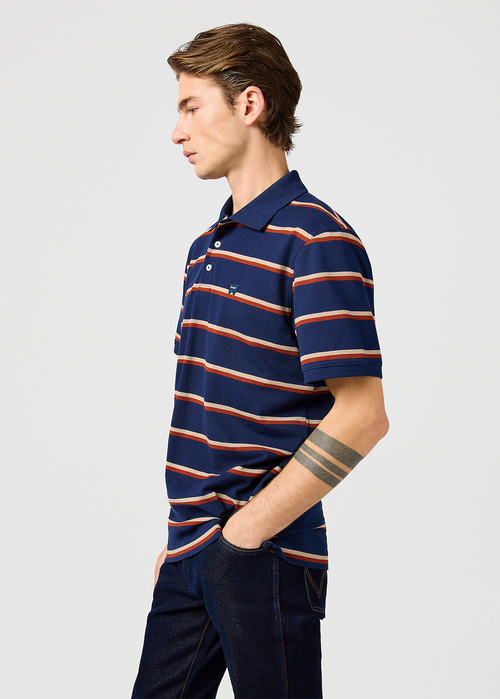 Wrangler Stripe Polo Tee Navy - 112362827