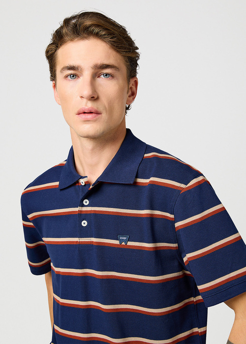 Wrangler Stripe Polo Tee Navy