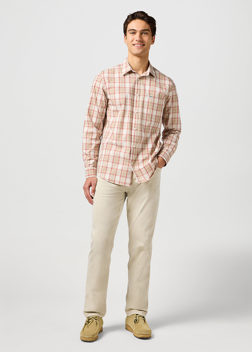 Wrangler One Pocket Shirt Tan Check - 112362768