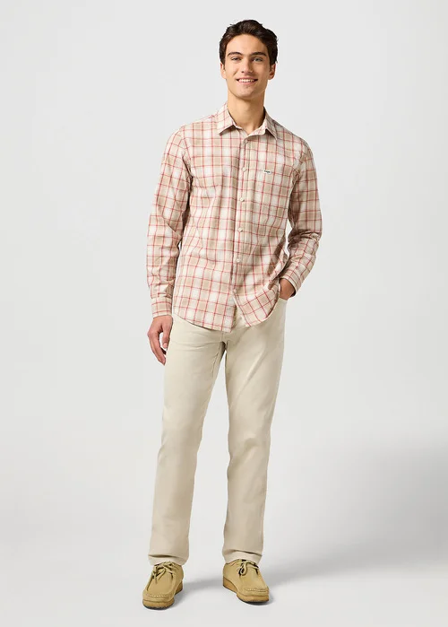 Wrangler One Pocket Shirt Tan Check