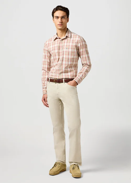 Wrangler One Pocket Shirt Tan Check