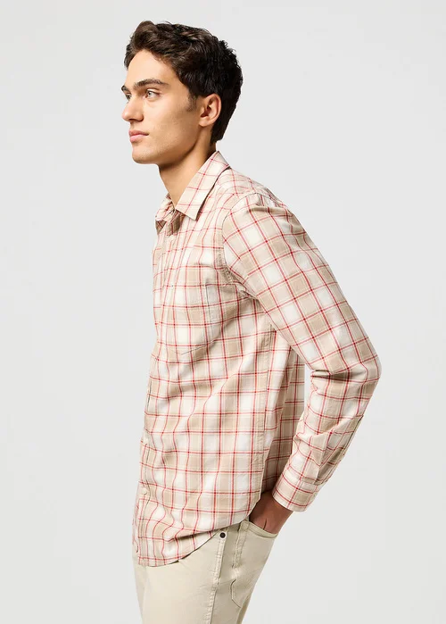 Wrangler One Pocket Shirt Tan Check