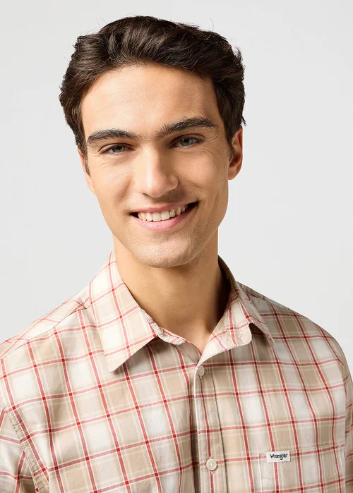 Wrangler One Pocket Shirt Tan Check