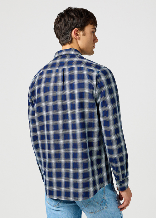 Wrangler One Pocket Shirt Indigo Plaid Check - 112362897