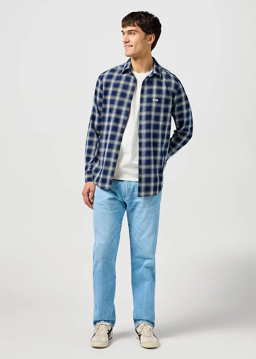 Wrangler One Pocket Shirt Indigo Plaid Check
