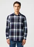 Wrangler One Pocket Shirt Large Indigo Plain Check