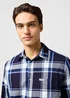 Wrangler One Pocket Shirt Large Indigo Plain Check