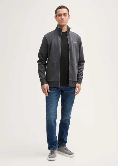 Tom Tailor Sweat Jacket With Stand Up Collar Tarmac Grey