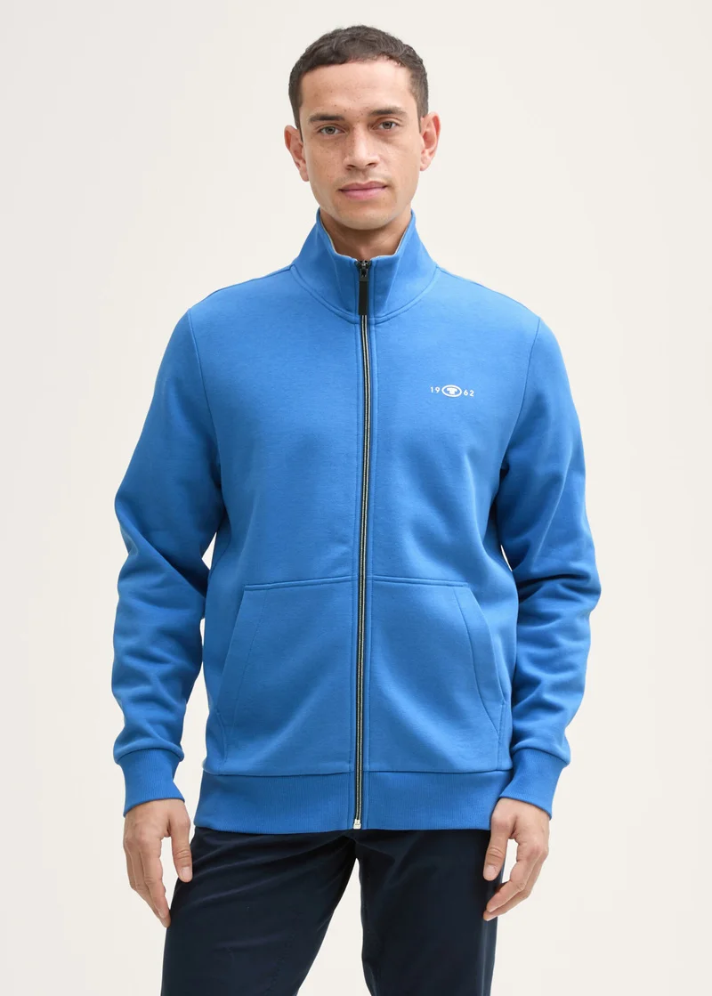 Tom Tailor Sweat Jacket With Stand Up Collar Sapphire Blue