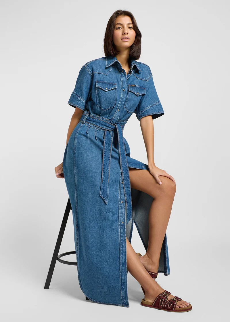 Wrangler Short Sleeve Maxi Western Dress Berry Bowl