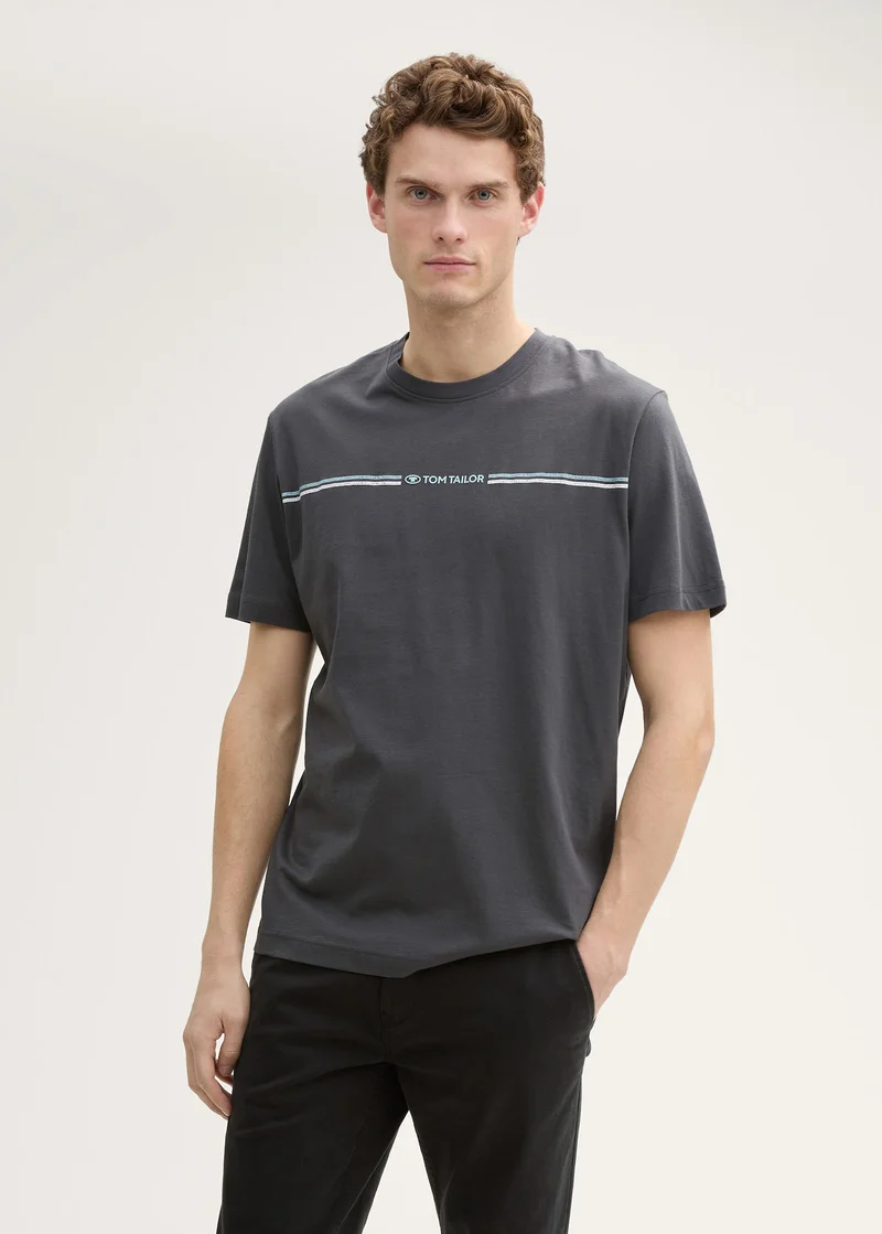 Tom Tailor T Shirt With A Print Dark Shadow - 1037803-10307