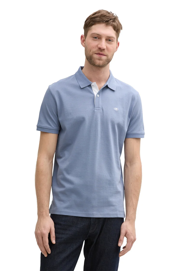 Tom Tailor Basic Polo With Contrast Dove Blue - 1031006-37533