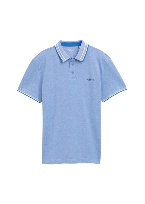 Tom Tailor Piqu Polo Shirt With Stretch Sapphire Blue Two Tone Pique