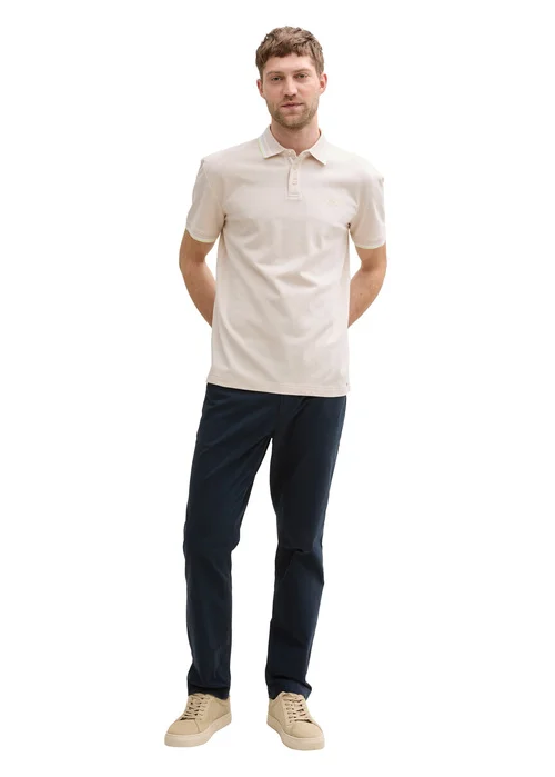 Tom Tailor Piqu Polo Shirt With Stretch Light Cashew Beige Two Tone