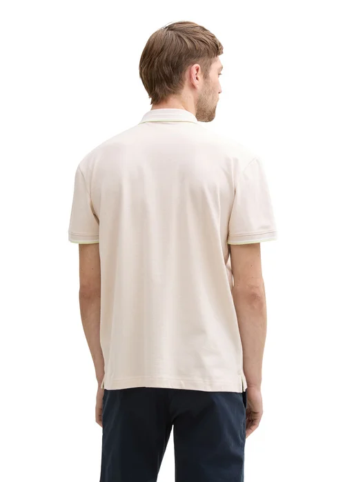 Tom Tailor Piqu Polo Shirt With Stretch Light Cashew Beige Two Tone - 1045629-38207