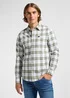 Lee Leesure Shirt Olive Green Ecru Plaid - 112363691