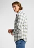 Lee Leesure Shirt Olive Green Ecru Plaid - 112363691