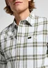 Lee Leesure Shirt Olive Green Ecru Plaid - 112363691