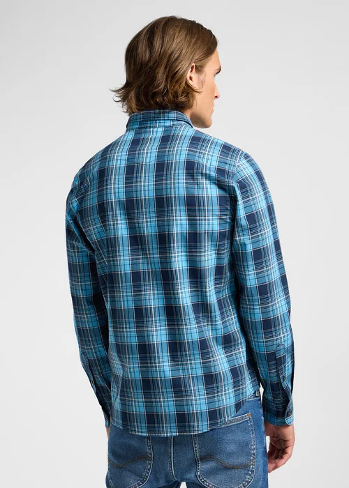 Lee Regular Rivet Shirt Check Navy Ombre Plaid