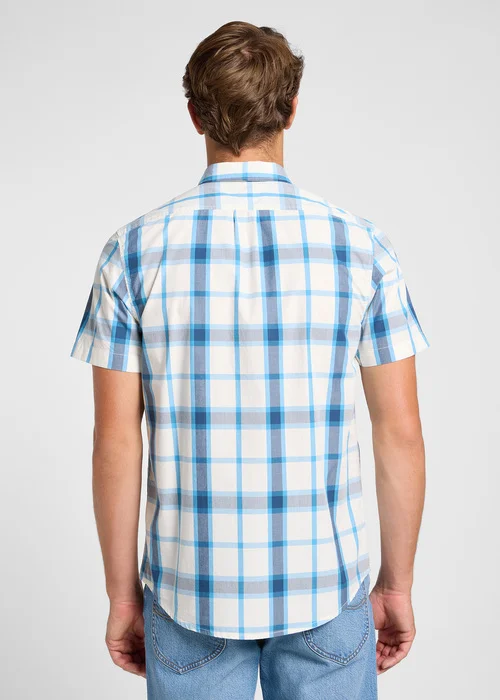 Lee Button Down Short Sleeve Stream Ecru Plaid Check - 112363688