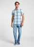 Lee Button Down Short Sleeve Stream Ecru Plaid Check - 112363688